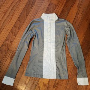 Anky button up gray/white elegant equestrian riding shirt XXS